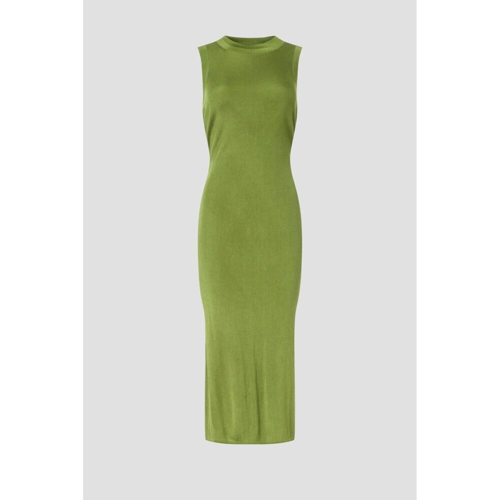 $445 Atlein Collective Ruched Side Layered Rib Ribbed Knit Midi Maxi Dress M